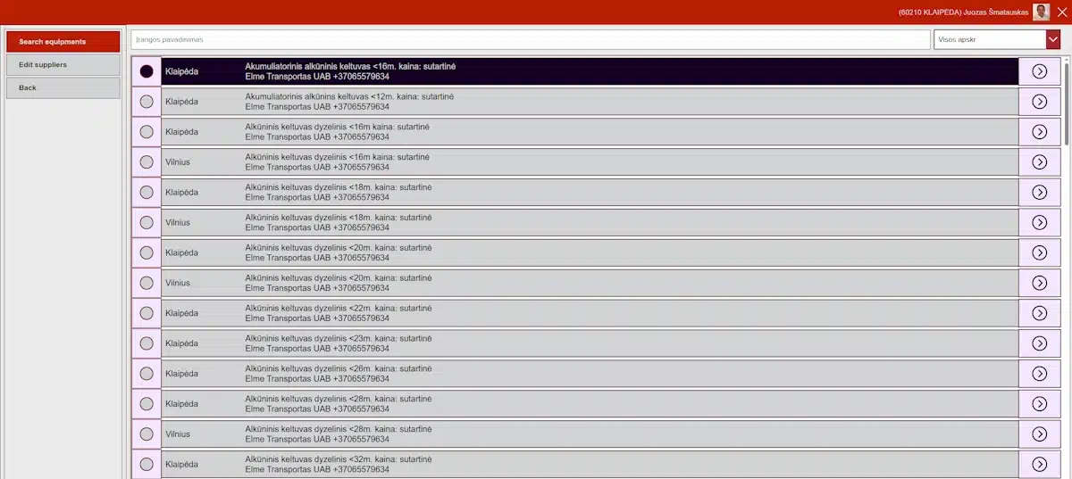 Sprendimai 7 sprendimai, Tiekėjų paieškos įrankis subnuomai