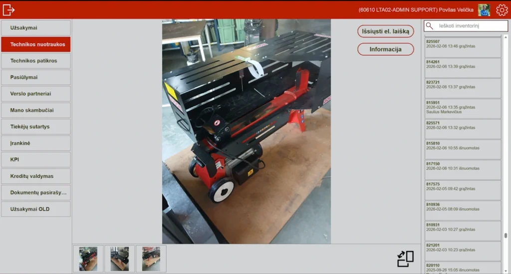 Įrangos būklės fiksavimo sistema