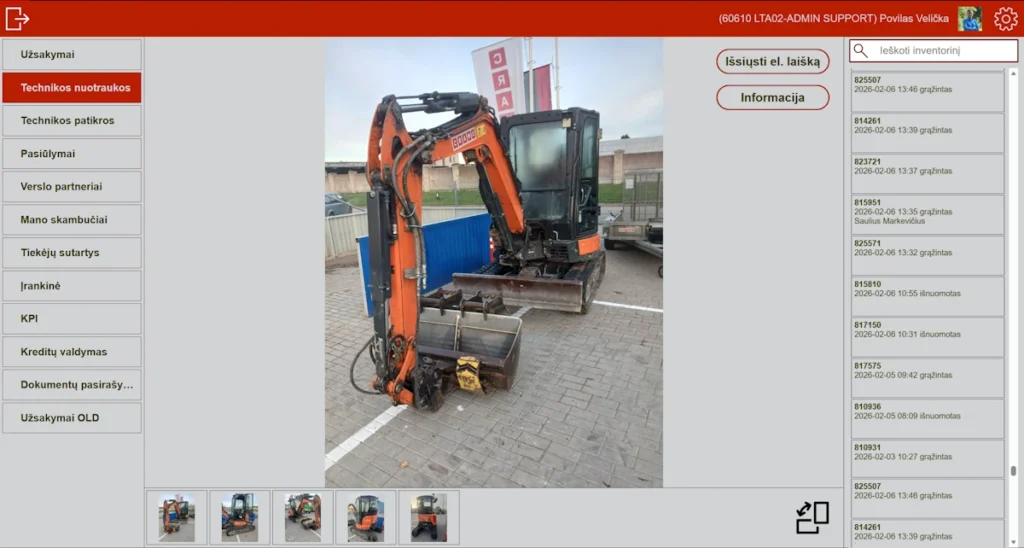 Įrangos būklės fiksavimo sistema